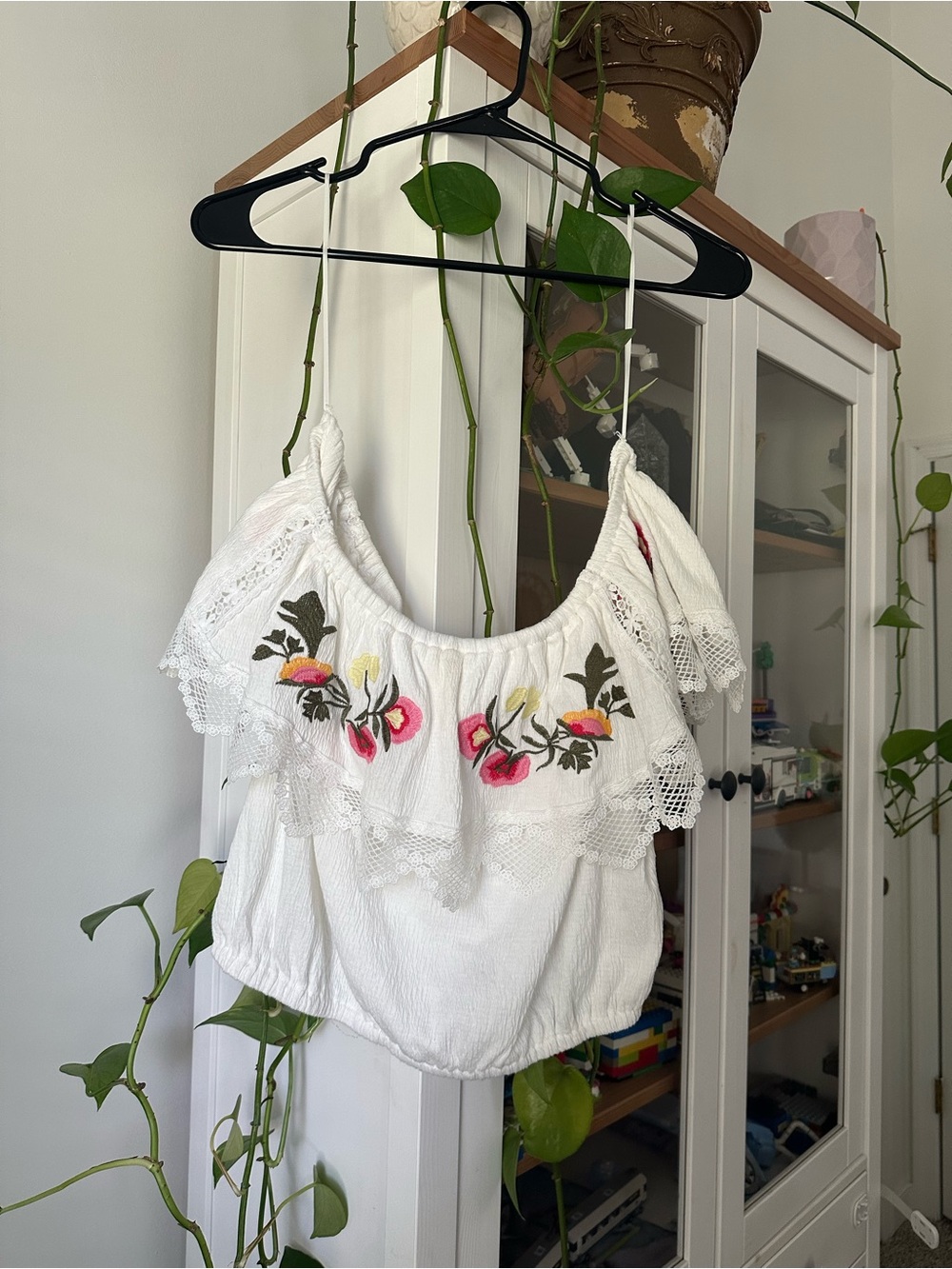 Altar'd State White Embroidered Ruffle Off-Shoulder Top - Picture 2 of 4